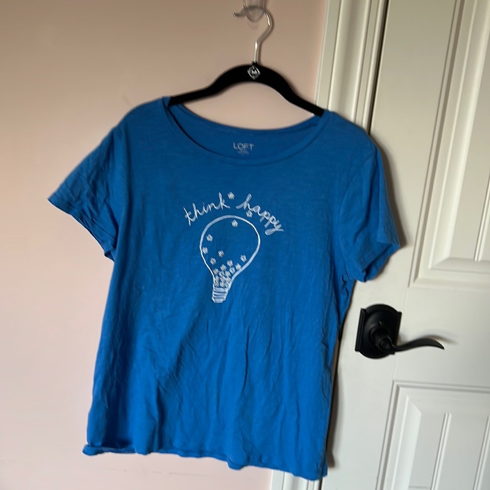 Blue T shirt “Think Happy”